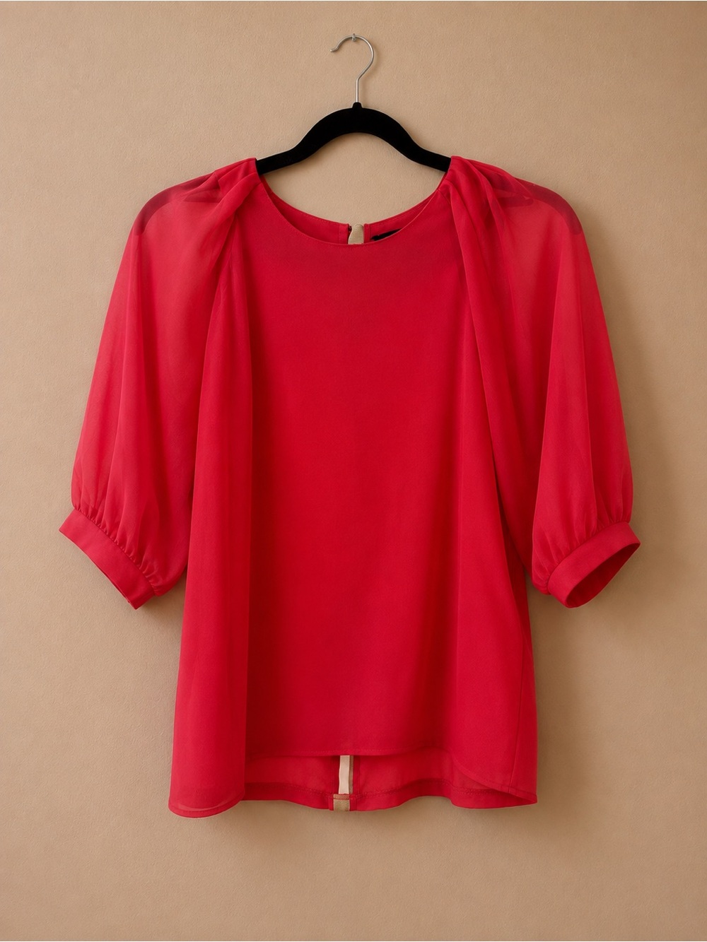 Hot Pink Women's Puff-Sleeve Blouse